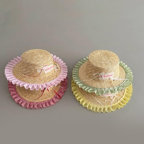 Kids Outdoor Fisherman Hat Trendy Checkered Wide Brimmed Sun Hat Adjustable Size Lovely Bowknot Accent4