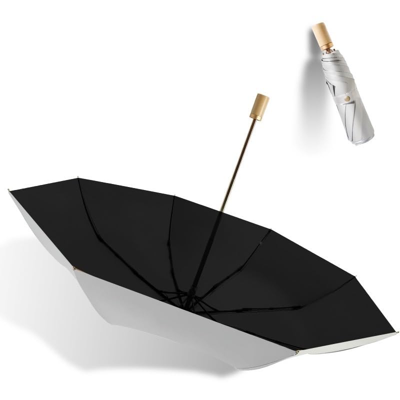 RENEESME Umbrellas For Rain Solid Wood Handle Sun Umbrella Folding Sun Umbrella Strong Umbrella For Wind And Rain(A)