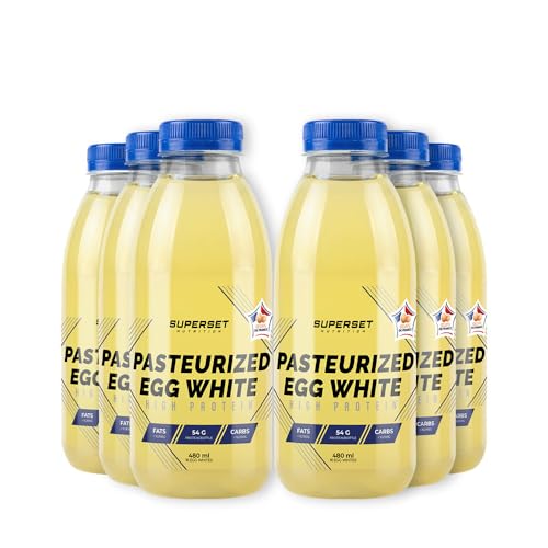 Superset Nutrition - Claras De Huevo Pasteurizadas (6x480 Ml) - Clara de huevo líquida - 54 g de proteínas, o 16 claras de huevo por frasco