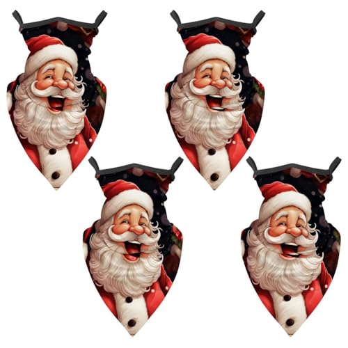4 Pieces Father Christmas Santa Claus Neck Gaiter Bandana Face Mask, Sun Cooling Scarf Gator Cover Head for Men Women