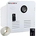 GEESEN RV Tankless Water Heater, Instant Shower ?with 15 x 15 inches Black Door and Remote Controller, DC 12V, Best High Altitude Performance, Ideal for RVers' Everyday Use (White)