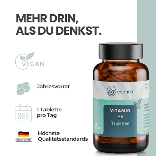 Vitamin B6 Tabletten - 12,5 mg - Hochdosiert, Vegan & Ohne Zusatzstoffe - 365 Tabletten (Jahresvorrat) - aus Deutschland