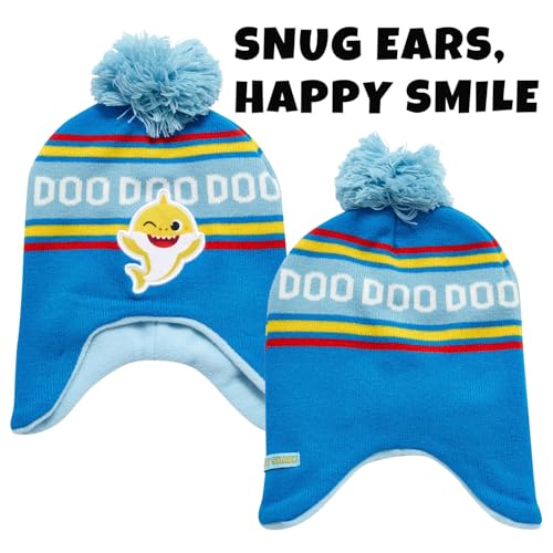Image of Nickelodeon Boys' Baby Shark Winter Hat and 2 Pairs of Mitten Set (Toddler)