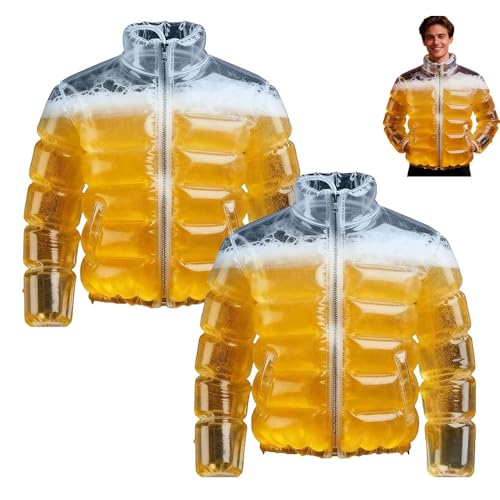 GDAONUDK Lot de 2 Vestes à BièRe Avec Paille Pour Hommes Et Femmes, Vestes D'Ivresse Transparentes Et Chaudes, IdéAles Pour Les FêTes Et Les Carnavals