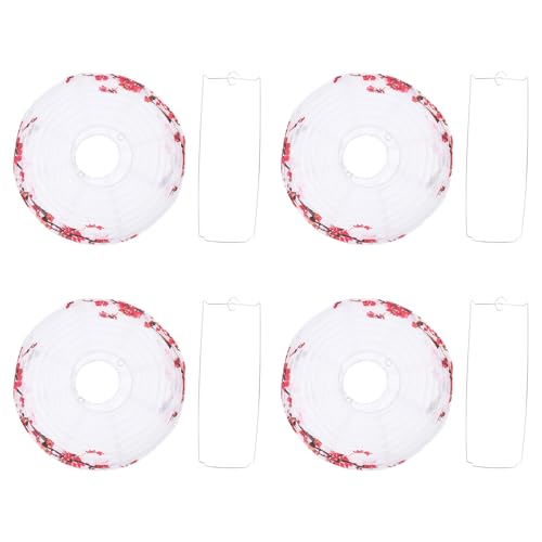 ledmomo 4個 風梅花柄折りたたみ紙ランタン パーティー 結婚式 新年 誕生日 店舗装飾用吊り下げ灯籠