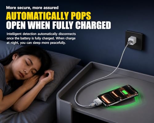 Image of CERLINK Smart Charger Adapter Auto Power Disconnector | Automatically Pops Out After Full Charge | No Touch Mobile Screen in 5 Minutes | Type-C Cable | Compatible with Android, Tablet, Apple & Switch