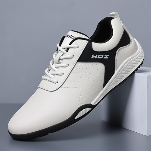 Trendy High - end Men's Leather Sports Shoes Suitable for Daily Activities Like Walking Running Comfortable and Versatile Adding Charm to Your Sports and outings (Black,8)2