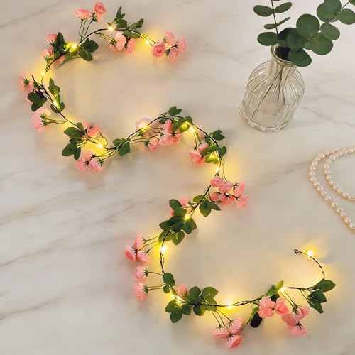 CHENBOOW Guirlande Lumineuse,20 LED Guirlande de Fleurs Artificielles 2M,Plantes Artificielles Guirlandes,Guirlandes Lumineuses D'intérieur,Pour fête de...
