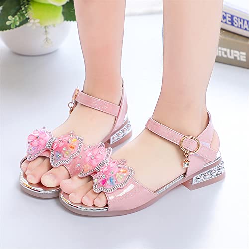 Princess Girls Sandals Summer Rhinestone Flower Bow Kids Non Slip Soft Sole Shoes2