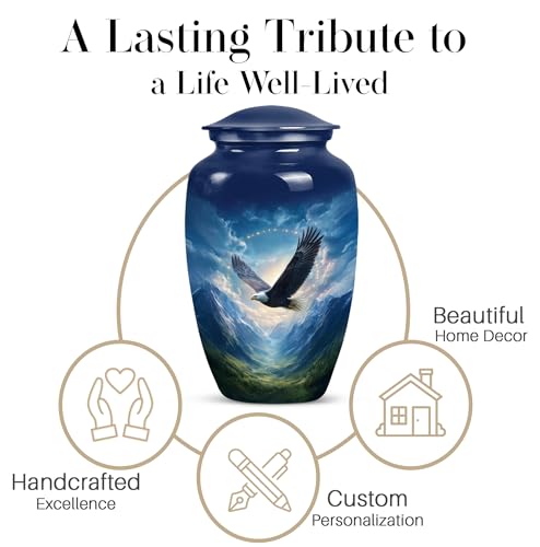 Image of Eagle Urn for Ashes Adult Male, Memorial Urns for Human Ashes Adult Female and Male, Ash Holders for Human, Decorative Urns, (10 Inch, 200 Cubic Inches)
