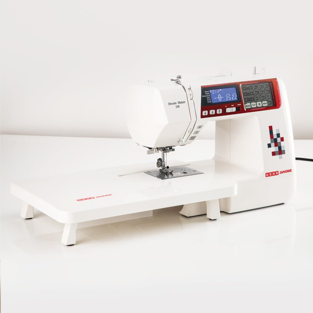 Usha Janome Dream Maker 120 Automatic Zig-Zag Computerized Sewing Machine || 120 Built-In-Stitches(White) With complementary Sewing Lessons in Nine languages-picture-31