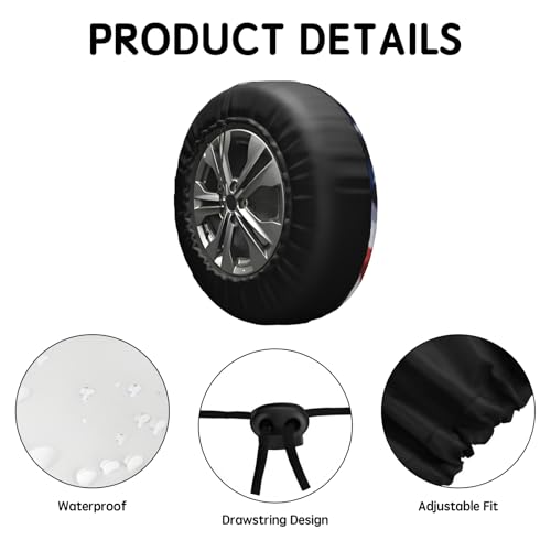 Image of American Flag Star Spare Tire Cover USA Eagle Wheel Covers 15 Inch | Red White Blue，Polyester，Protectors Tire Cover，Waterproof，Dust-Proof，Universal，Fit for RV Jeep SUV Motor Travel Camper Tires