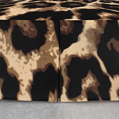 Leopard King Size Bed Skirts, Cheetah Print Ruffle Bedskirt Girls Women Black And Brown Leopard Print Bed Skirt For Kids Boys Teens Men Bedroom Decor, Safari Animal Dust Ruffle Soft Fitted Sheet #TOP3