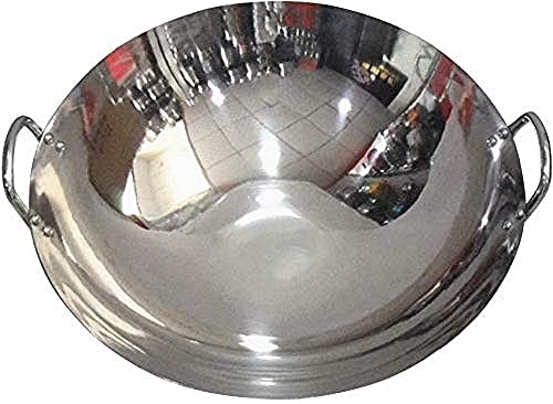 Wok de Acero Inoxidable - Sartén - con Mango Auxiliar Sartén Multiusos de Acero Inoxidable - Diámetro de la Olla: 50 cm Sartén(Pot Diameter:45 Cm)