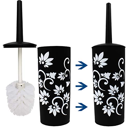 Blue Donuts Bathroom Accessories Set Complete, Toilet Brush and Holder, Trash Can, Toothbrush Holder, Black, 6 Pieces - Thumbnail 5