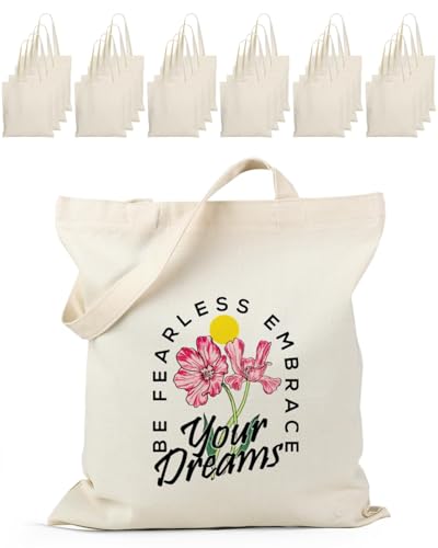 Lzerking Canvas Tote Bag Bulk for DIY Projects, 13x15 Inches Tote Bags for Grocery Shopping, 10oz Machine Washable Fabric