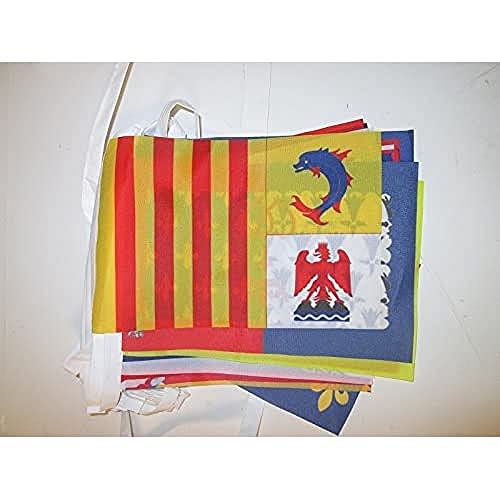 Image of AZ FLAG 22 French Metropolitan regions 7 meters BUNTING Flag 22 flags 9'' x 6'' - region of France STRING flags 15 x 21 cm