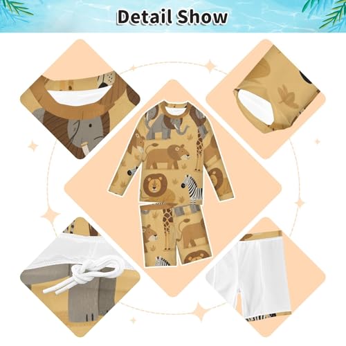 Bañador protección UV niños de manga larga con estampado de jirafa marrón 4