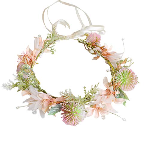 Image of Vivivalue Handmade Adjustable Flower Wreath Headband Halo Floral Crown Garland Headpiece Wedding Festival Party