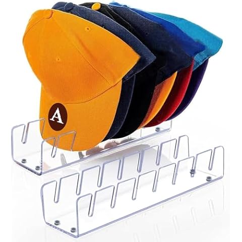PAZLOG Hat Stand for Baseball Caps Display and Organizer, 2 Pack No Install Clear Acrylic Hat Holder, Hat Storage for 14Caps, Hat Rack for Closet, Bedroom, Dresser, Entrance, Office Cover