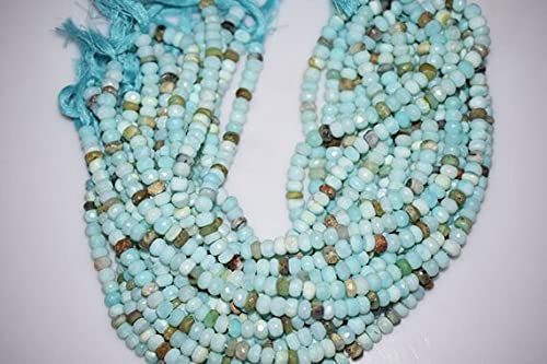 Opale Bleue du Pérou : perles fines facettées 8mm, la pierre de sérénité pour vos bijoux