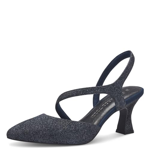 MARCO TOZZI Damen Slingpumps Spitz Vegan, Blau (Navy Metallic...