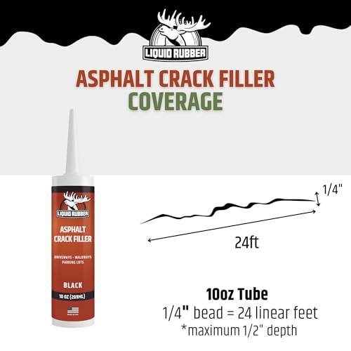 Image of Liquid Rubber Asphalt Crack Filler - Professional-Grade Self-Leveling Waterproof Sealant for Driveway, Parking Lot & Walkway Cracks - Black 10oz - Helps Stop Water Intrusion & UV Damage - 2 Pack