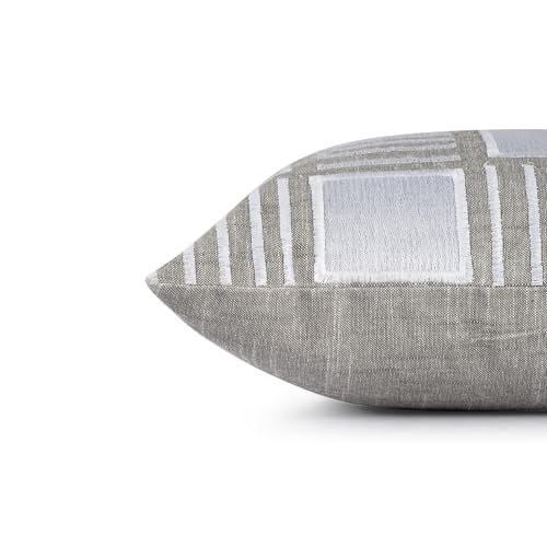 Image of Wakefit Designer Cushion Cover | 16x16 inch | Heavy Embroidery | Cotton & Linen Fabric on Both Sides | Pack of 1 | Grace & Grid | Grey