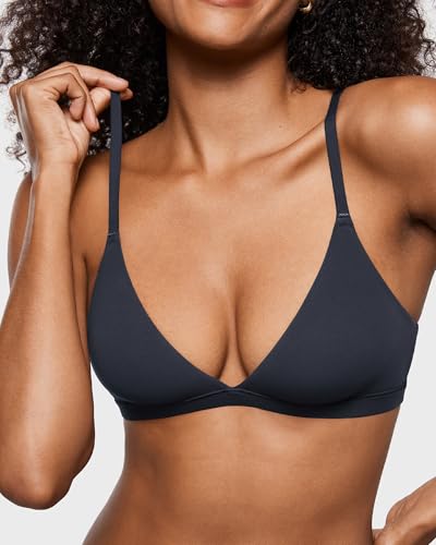 Image of INLYRIC Women's Inbarely Triangle Bralette Plunge Unlined Seamless Bra No Underwire Sexy Comfortable Everyday