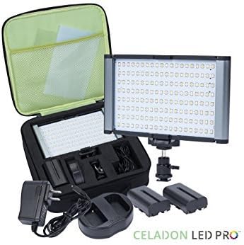 RADIANT 2XL PRO 160 SMD LED Studio Light Kit Dimmable Rechargeable CRI95+ for Camcorder DSL Camera Video Tripod with 2 Li-Ion Batteries Charger and Case