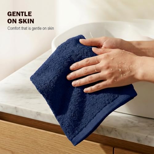 Image of Utopia Towels 12 Pack Cotton Washcloths Set, 100% Ring Spun Cotton, Premium Flannel Face Cloths, Highly Absorbent and Soft Feel Fingertip Towels, Navy