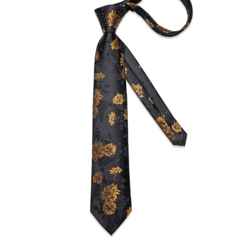 Corbata de seda para hombre con pañuelo y accesorios miniatura 3
