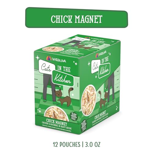 Image of Weruva Cats in the Kitchen, Chick Magnet with Chicken & Mackerel in Gravy Cat Food, 3oz Pouch (Pack of 12)