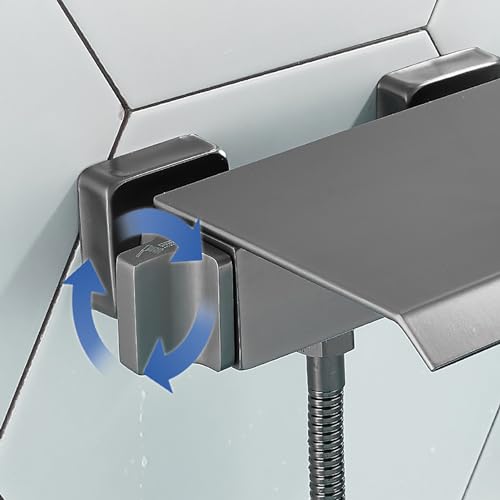 Robinet cascade baignoire résistant au calcaire avec mitigeur de douche gris mat - 2