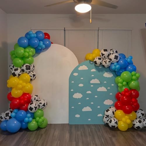 Image of YMSZ Red Blue Green Yellow Latex Balloons, 67pcs 12 Inch Cow Print Balloons For Kids Boys Girls Birthday, Baby Shower Party Decorations