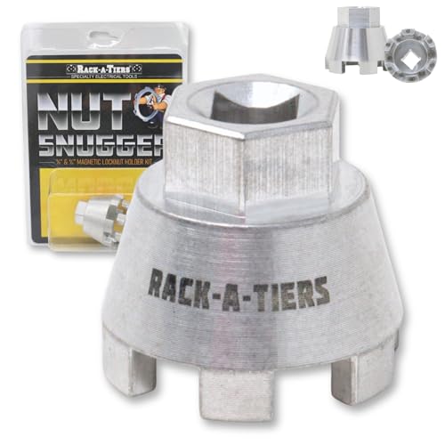 Rack-A-Tiers Nut Snugger Kit: 1/2 & 3/4 Magnetic Locknut Holders Locknut Wrench Conduit Locknut Wrench Electrical Lock Nut Tool (80090)