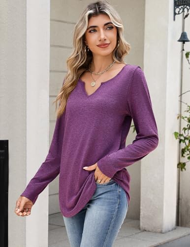 Image of Zeagoo Long Sleeve Shirts for Women Fall Tops Casual Dressy V Neck Blouses Boho Tunic Western Clothes Vacation Outfits