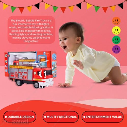 Image of Kids Mandi Electric Toys Bubble Fire Fighting Truck Bubble Car Toys Fire Engine Cartoon Toy Car with Music Light