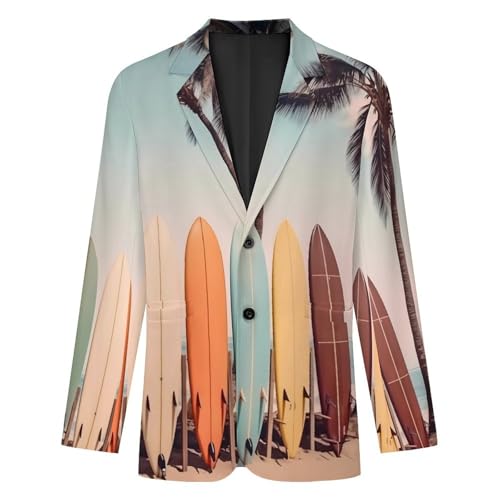 Surfboard Palm Tree Men's Casual Blazers Slim Fit Sport Coats Blazer Two Buttons Suit Jacket for Work Party4