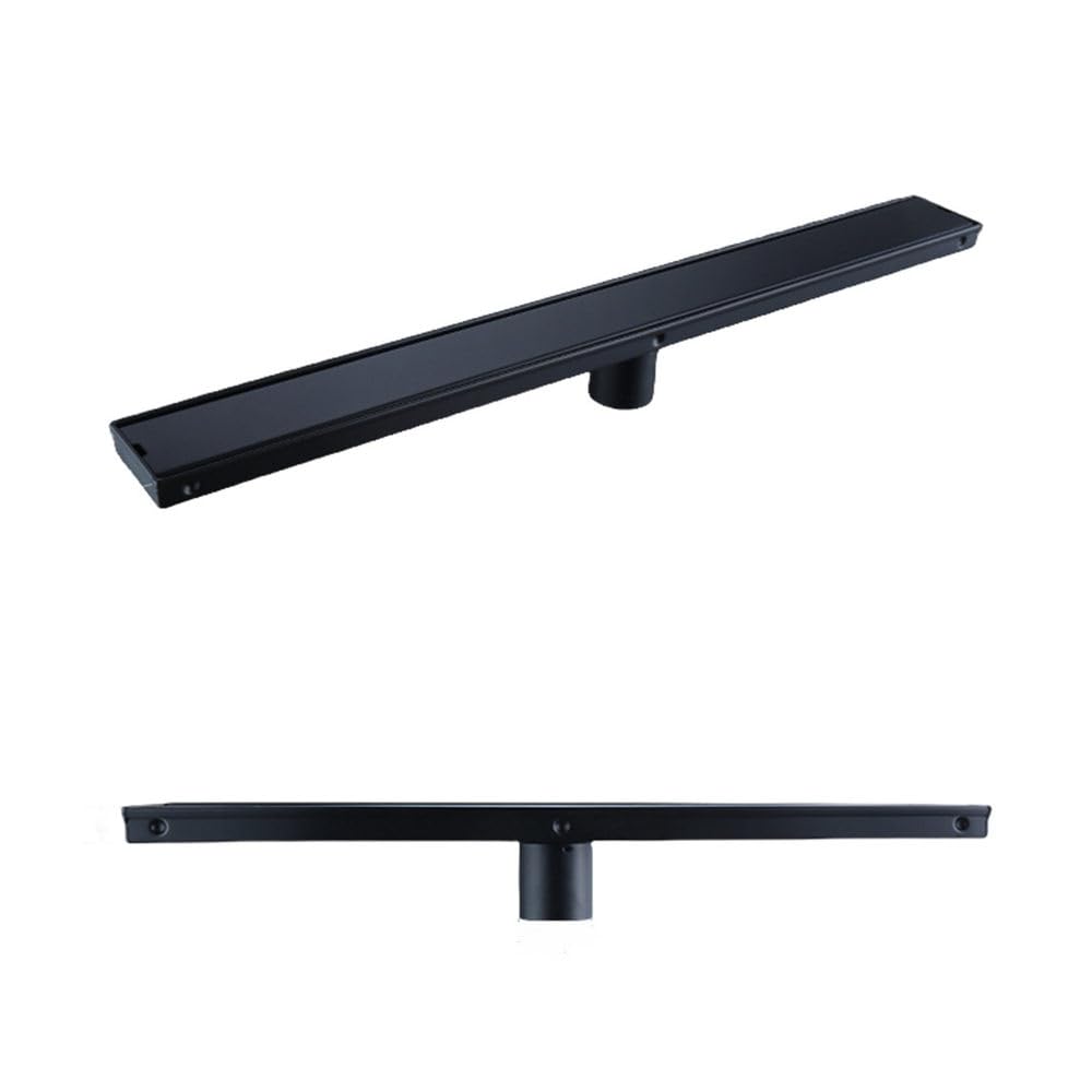 Desagüe de Suelo para baño, Color Negro, con Inserto de Acero Inoxidable 304, para Ducha Lineal, 60/80/90/100 cm, Accesorios desodorizantes Opcionales, desagüe BG, 80 (Drain-mb-80-A)