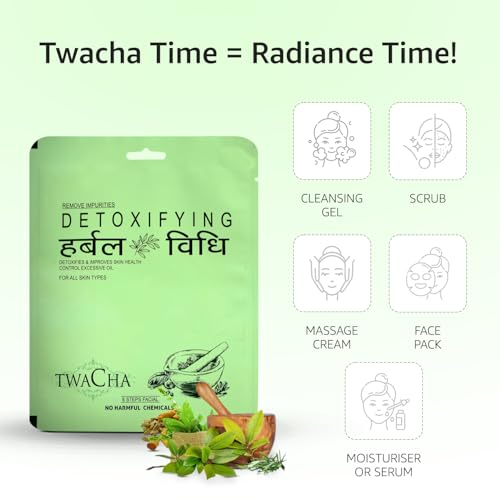 Image of Twacha Herbal Vidhi Detoxifying Facial Kit | Removes Impurities , Deeply Cleanses the Skin , Improves Glow & Keep Skin Healthy | Idea for both Women & Men | For All Skin Types