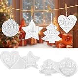 4 Pezzi Stampi Silicone Natale, Stampi Resina Natale, Stampi in Silicone per Resina Epossidica Natale, per Decorazioni e Pendente DIY