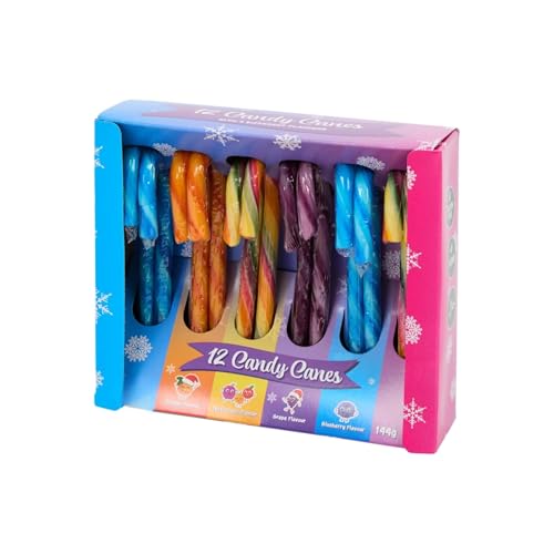 Lot de 12 Sucres d’Orge Multicolores – Bonbons de Noël Goûts Cerise, Cola, Pastèque & Multifruits – Confiserie Vegan Sans Gluten, Colorants Naturels,...