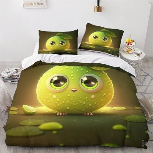 Parure de couette 220x240cm imprimé citron pour une chambre d'enfant ou d'adulte vitaminée - 6