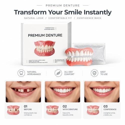 Comfortable Realistic Silicone Dentures Veneers Upper Lower Smile Set