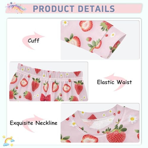 ALAZA Flower Blossom Floral Strawberry Pajamas Long Sleeve Sleepwear 2-Piece Pajama Set4