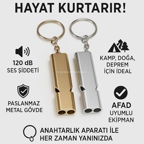 Busstier Acil İmdat Düdüğü Alüminyum Islık Anahtarlık Kamp Yürüyüş Aksesuarı