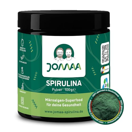 JoMaa-Spirulina (100 Gramm, Pulver) - Deutsche Produktion - Hohe Nährstoffverfügbarkeit - Milder Geschmack