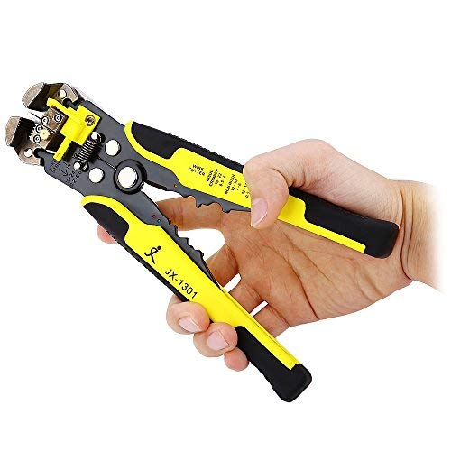 Wire and Cable Stripper/Crimping Press Pliers vise-grip Self-Adjusting Multi-function Multi-Tool Ratchet Wheel Save Effort TAB Terminal Tool, Cutter, and Crimper Bundle (yellow)