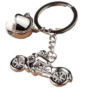 3D Metal Motor Bike Keyring Model Motorcycle Helmet Keychain Mini Motorcycle Motorbike Helmet Cool Silver Metal Charm…